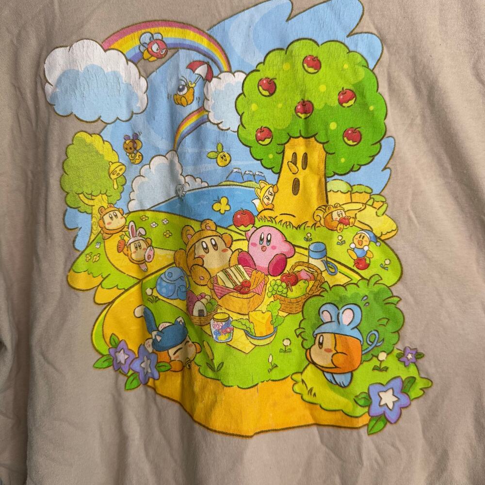 Nintendo Kirby & Waddle Dee Picnic Forest T-Shirt Men's L 100% Cotton